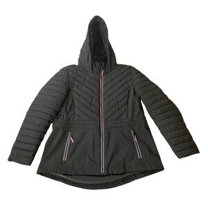 Tommy Hilfiger Black Quilted Jacket Zipper Pockets XL